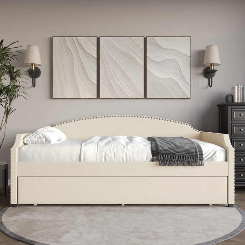 Gerrod Upholstered Twin Daybed, Beige