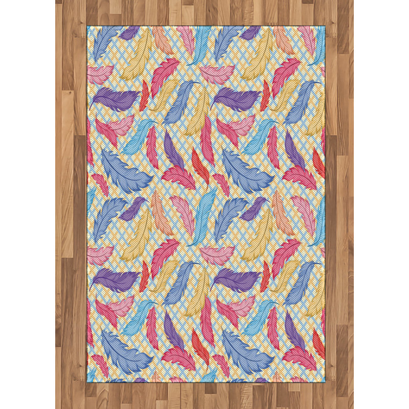 Tapis décoratif à longues fibres en polyester à haute densité Feathers, Rectangle— 4 pi x 5 pi 8 po