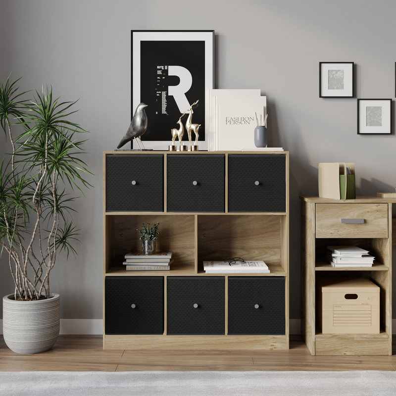 95.3cm H x 28.5cm W Solid Wood Bookcase, Oak/Black