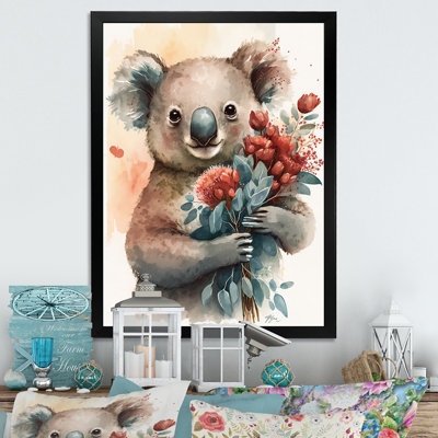" Koala Bear Love Holding Flowers "
