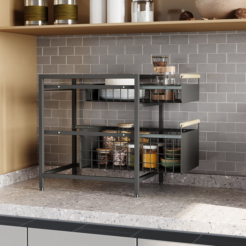 Spice Rack, 42cm H x 39cm W x 29.5cm D, Black