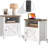 Farmhouse Nightstand Side Table With Electrical Outlets Charging Station,Bedside Table With Open Shelf And Barn Door Storage For Bedroom Room,2 Pack-884683003-884683001