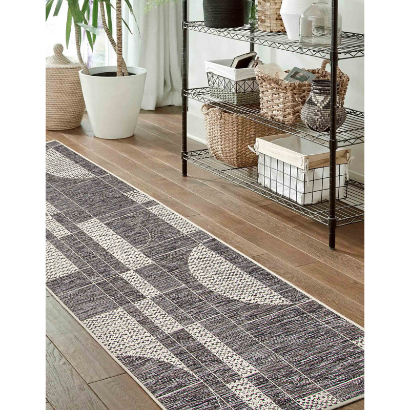Tapis gris Bodhi, Tapis de couloir 2 pi 8 po x 8 pi 2 po
