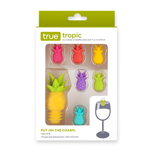 Tropic Silicone Wine Charms & Bottle Stopper