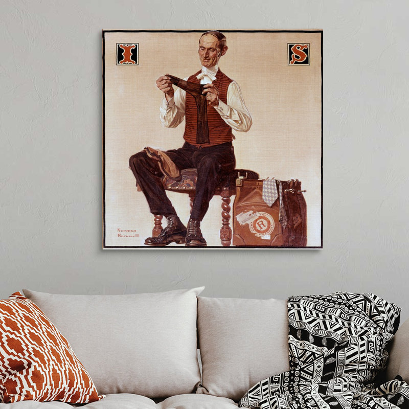 «Man Inspecting Socks», art mural sur toile, Toile tendue, H 36 po x l 36 po x P 1,25 po