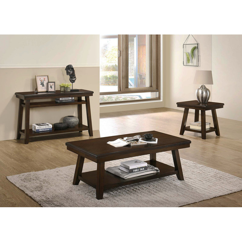 Ensemble de tables d'appoint 3 pièces New Simple, Noyer