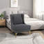Fauteuil à oreilles avec accoudoirs de salon en chenille gris froid avec pieds en métal doré-887334996