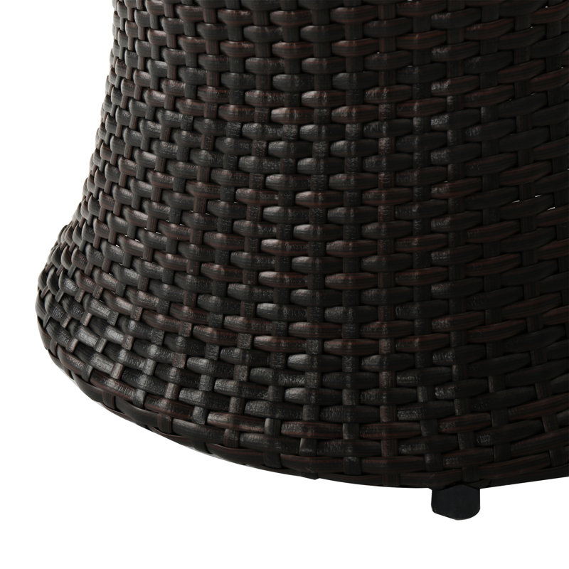 Lambrecht 19.75" W 19.75" D Round Weather Resistant Wicker Side Table, Brown