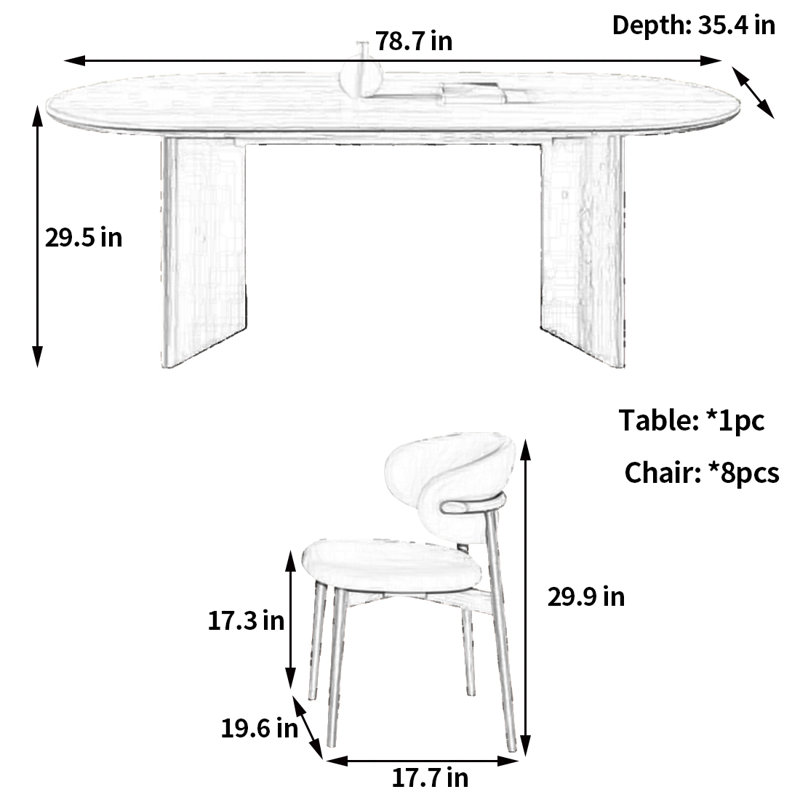 Table et chaise de salle à manger de style contemporain