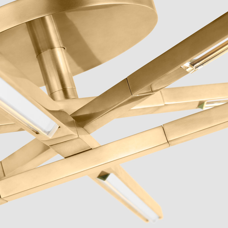 Sean Lavin Cityscape 8-light Medium Flush in Bronze with Crystal shade, 5.1" H x 60.3" W x 60.3" D, Antique Brass