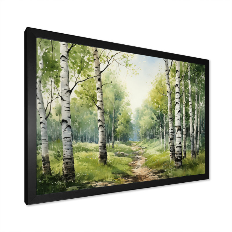 «Birch Woods Silent Woods I», reproduction sur toile encadrée, Cadre simple noir, H 30 po x l 40 po x P 1,5 po