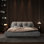Très grand lit plateforme tapissier très grand avec dossier rembourré surdimensionné et structure en bois massif, convenant à plusieurs hauteurs de matelas, gris