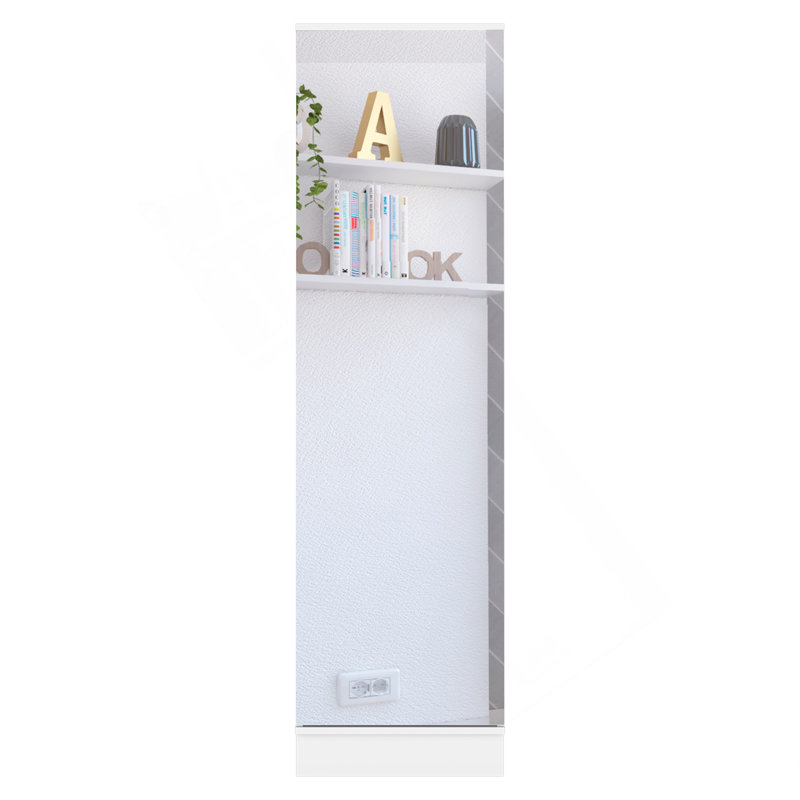 Grande armoire à chaussures rectangulaire avec miroir Cassidy - blanc, Blanc