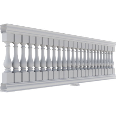 Fiberthane 700 Series Legacy Unassembled Balustrade Railing Kit, 42 1/2" Overall Height x 12'L. Kit includes (24) 5"W x 30"H Legacy Balusters, (1) 144"L Top Rail, (1) 144"L Bottom Rail, (4) Railing Installation Brackets & 1 Support Block