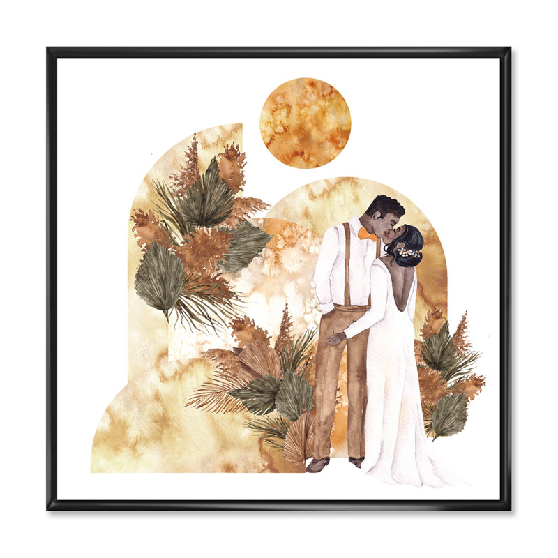 Radiant Newly Weds I - reproduction d'art sur toile Glam, H 30 po x l 30 po x P 1 po, Cadre flottant noir