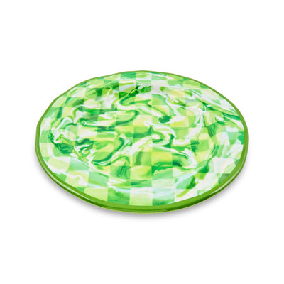 Pink Marble Check Melamine Dinner Plates