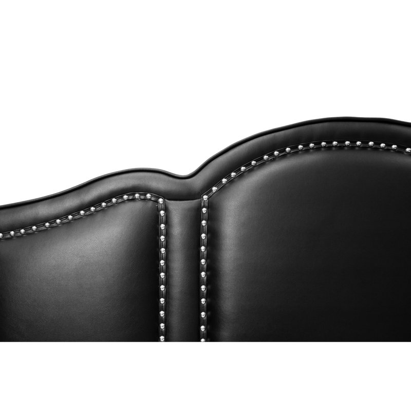 Lit double en simili cuir noir, style Vigor Leather