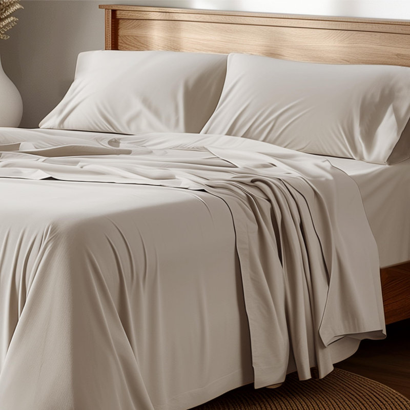Bedsure 100% Cotton Bed Sheets with Deep Pocket Up to 16", King Sheet Set with 2 Pillowcases, Linen