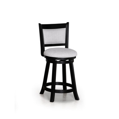 Tabourets de bar pivotants à hauteur de comptoir 2 pièces, siège et repose-pieds rembourrés, noir / gris, chaises en bois de style moderne pour la cuisine