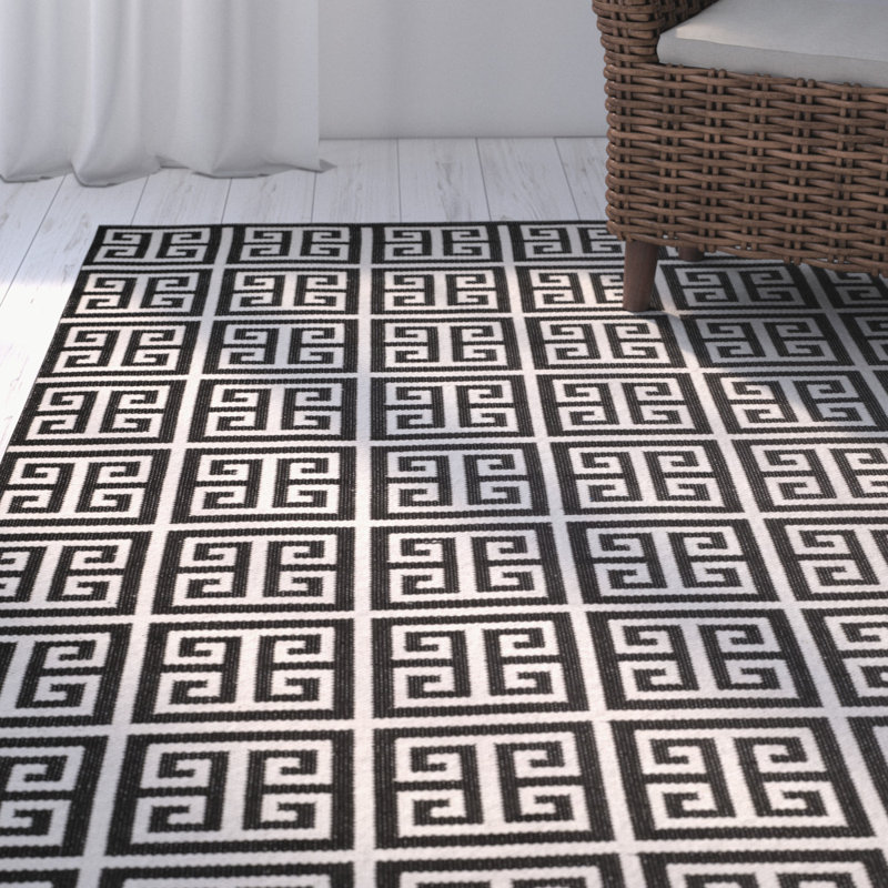 Tapis géométrique en coton tissé à la main Royalton, Rectangle 4 pi x 6 pi