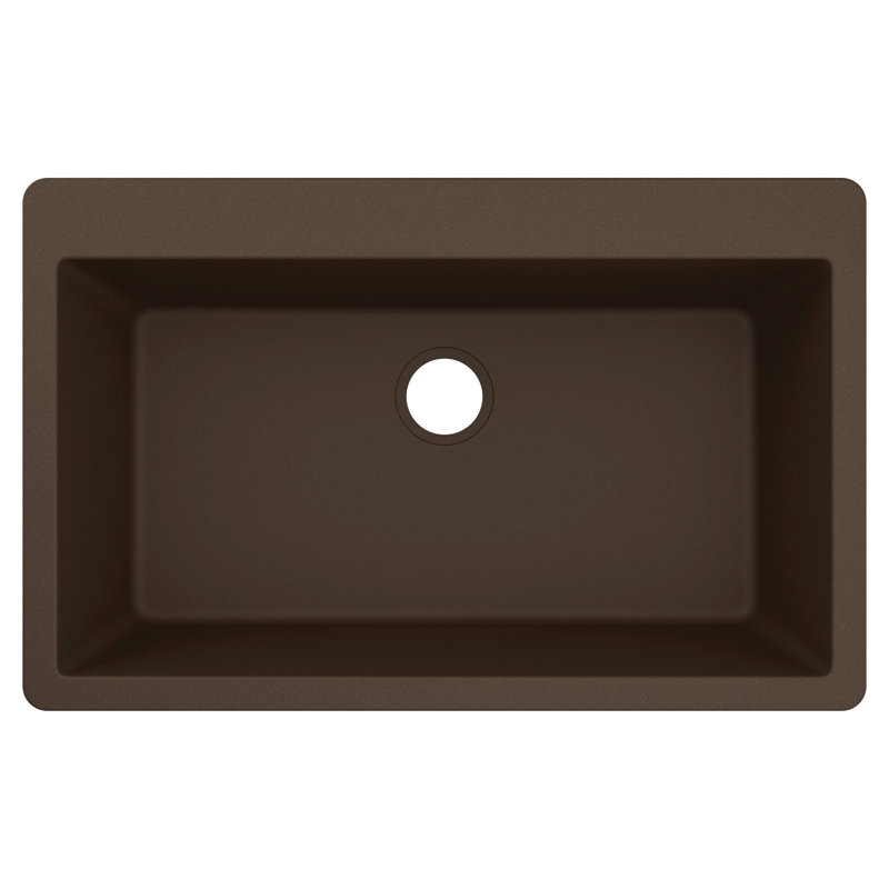 Host 33-Inch Wide x 9.5-Inch Deep Dual Mount Granite Single Bowl Kitchen Sink, Mocha