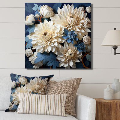 «Pure White and Blue Chrysanthemums Beauty III - Chrysanthemums», impressions d'art mural