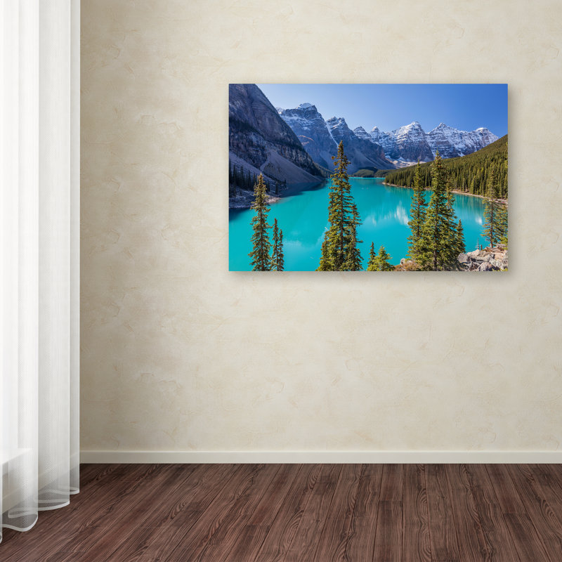 « turquoise moraine lake », reproduction de photo sur toile tendue, H 16 po x l 24 po x P 2 po