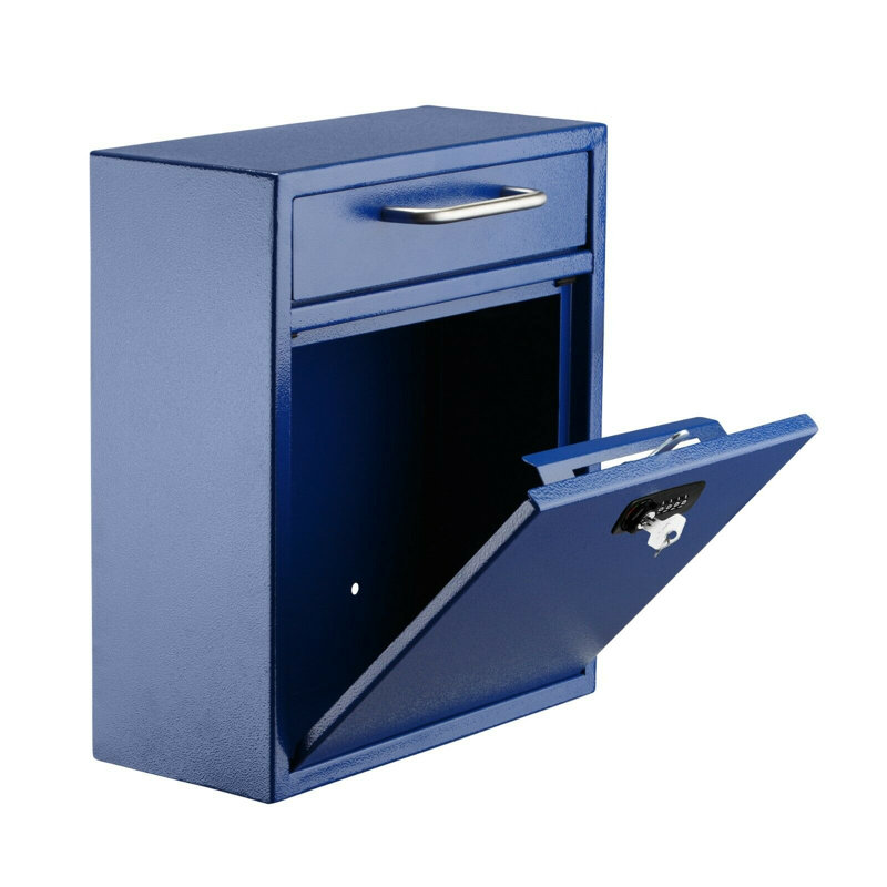 White Wall-Mount Steel Mailbox with Key and Combination Lock