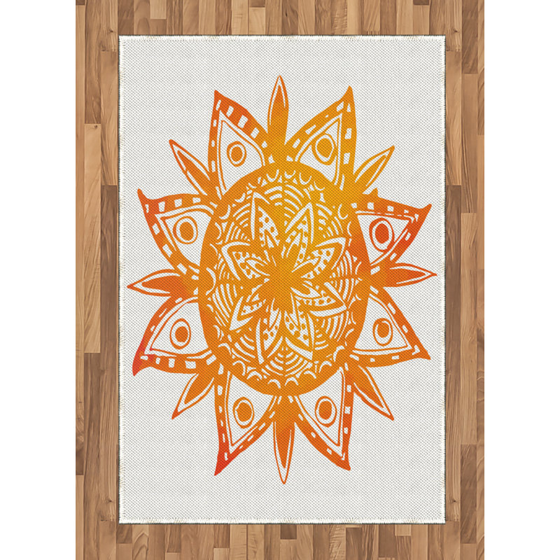 Tapis décoratif orange à haute densité de fibres longues en polyester, Rectangle— 4 pi x 5 pi 8 po