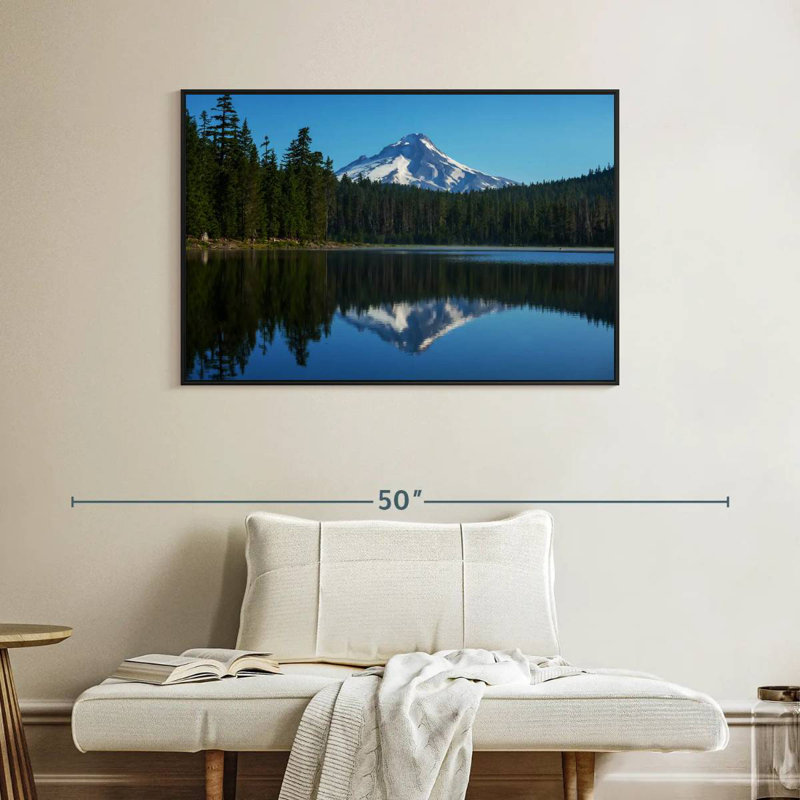 Mount Hood Reflection, Floating Frame Black, 43" X 29"