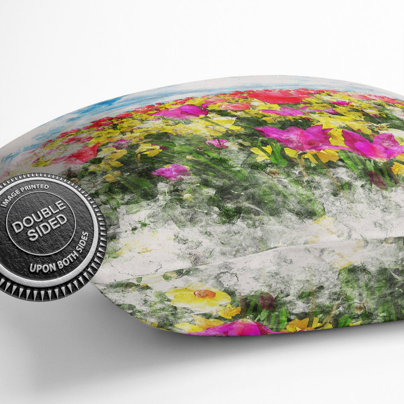 Meadow Of Flowers Square Throw Cushion, 55cm H x 55cm W x 20cm D