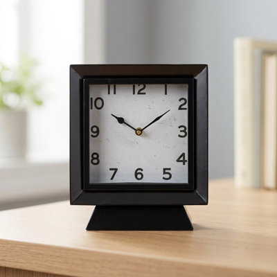 Black Metal Square Desk Table Clock