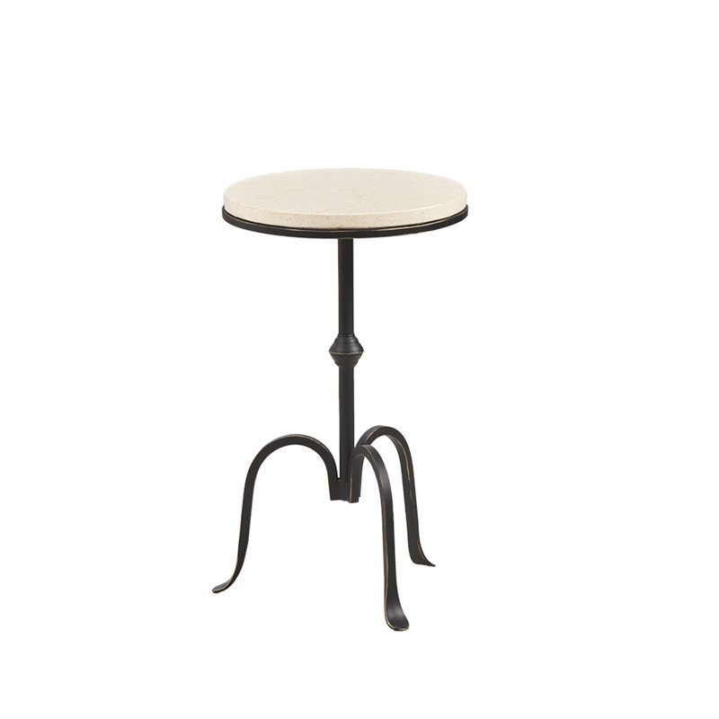 Table d'appoint luxueuse en marbre avec cadre en métal noir pour le salon