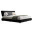 Cadre de lit King Size en chenille noire avec tête de lit et oreiller moelleux, sommier à lattes en pin massif pour un sommeil stable et confortable