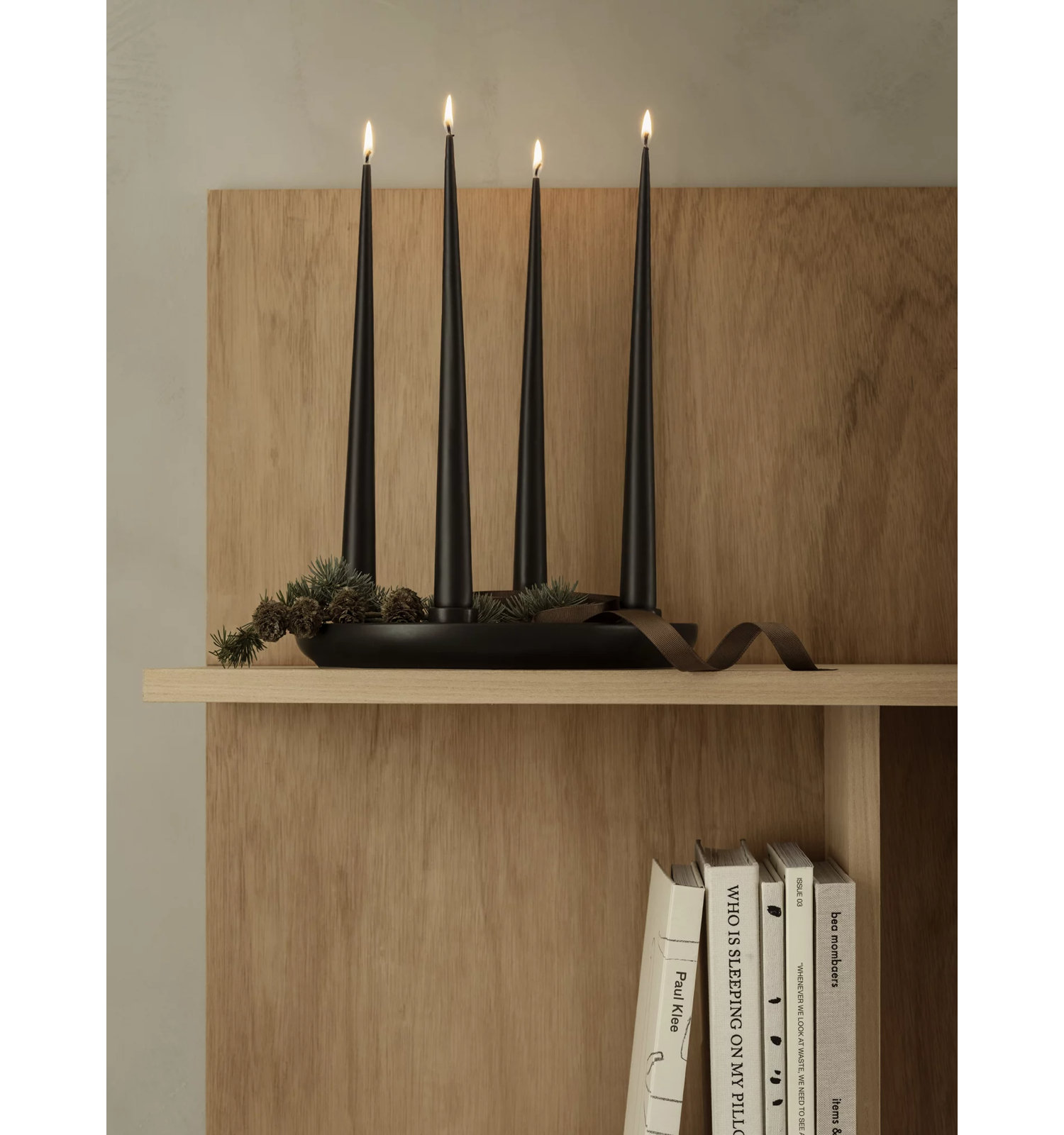 VELA Stoneware Candelabra, Black