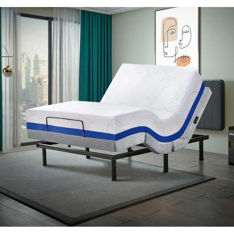 Bultfontein Massaging Adjustable Bed with Wireless Remote 12" Mattress Included, King
