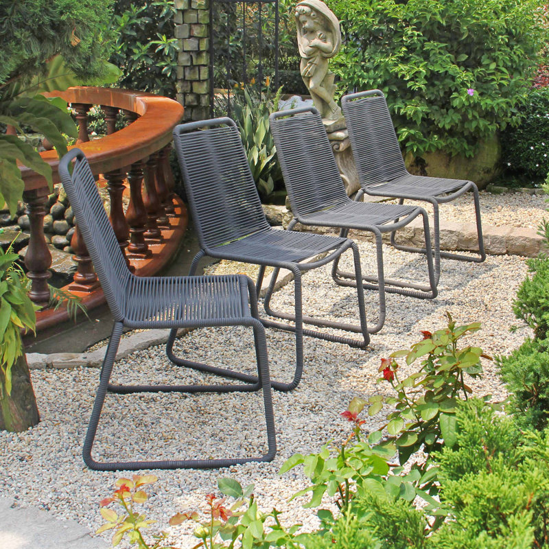  Neil Chair Stacking Patio Dining Chair/ Restaurant Chair (Set of 4), Gray