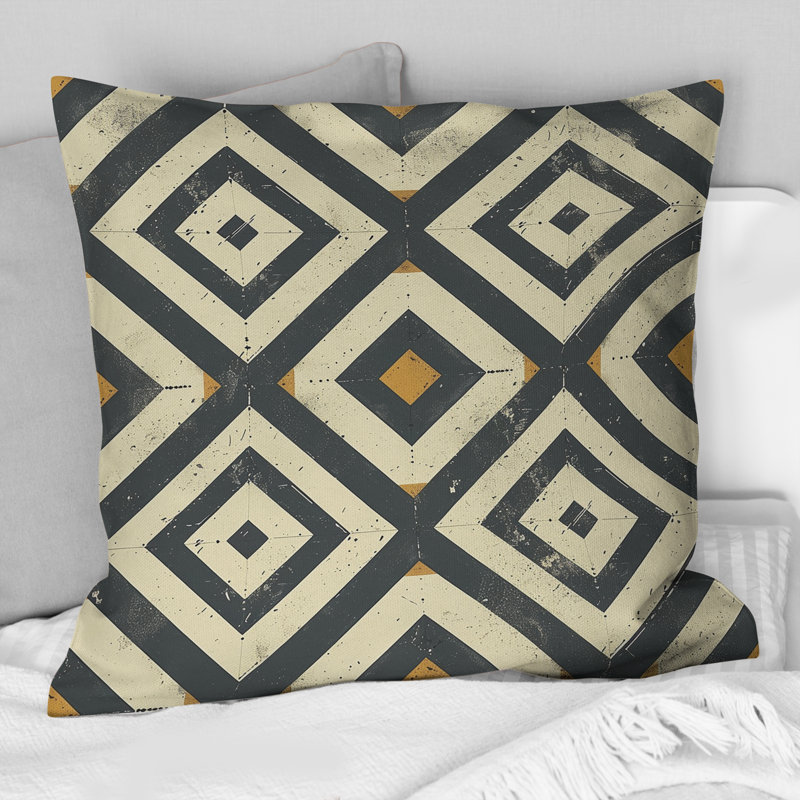 Coussin Beige gris Midcentury Tiles II - Midcentury, H 16 po x l 16 po