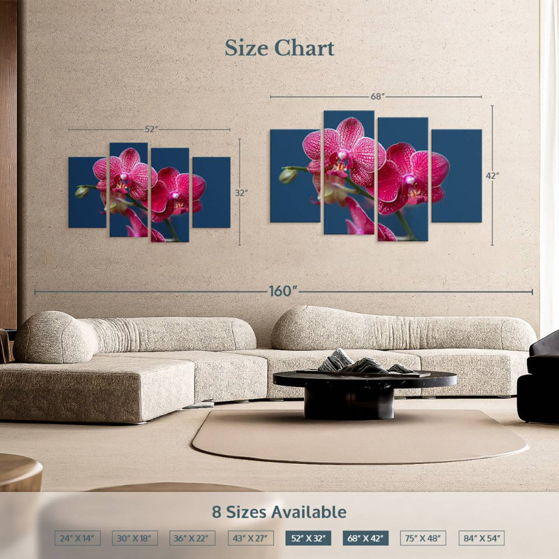 Fleur d'orchidée Harnek Magenta, H 32 po x l 52 po