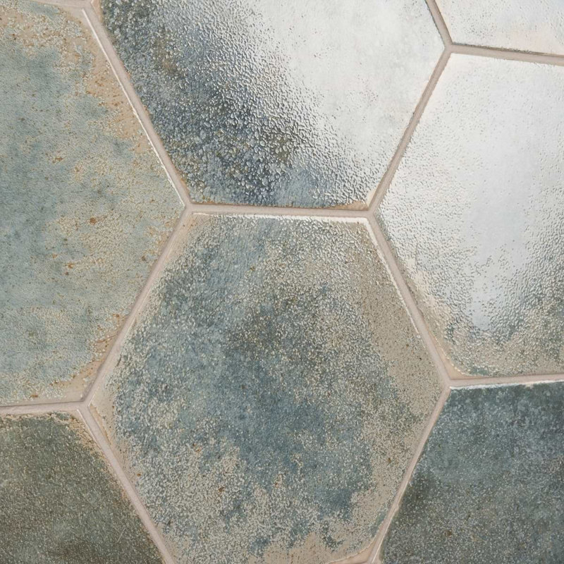 Kalay 9" Hexagon Polished Porcelain Tile, Green