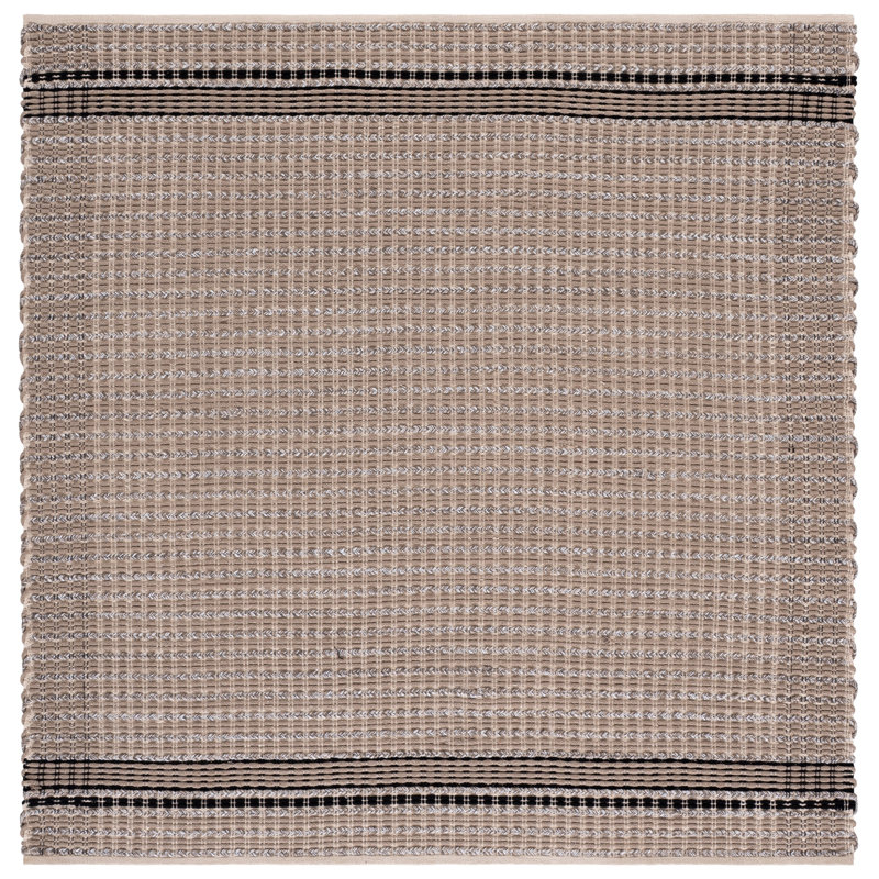 Braided 763 Hand Woven Cotton Pile Striped Rug, Square 6'