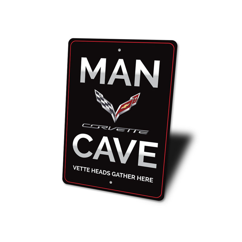 Enseigne Corvette Man Cave, H 18 po x l 12 po x P 0,06 po