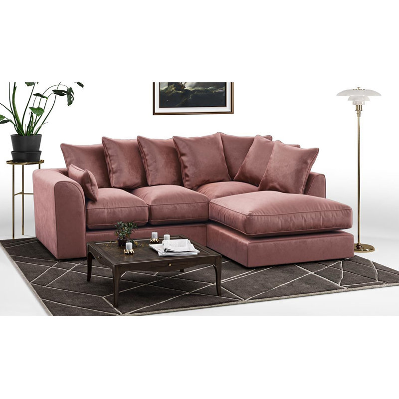 Sharpsburg 4 Seater Velvet Corner Sofa , Right Hand Facing, Pink