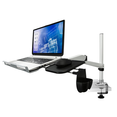 Mount-It Height Adjustable Laptop Desk Stand Mount Organizer w/ Mouse Pad Up to 17" & C-clamp Base