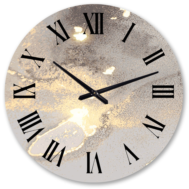 Horloge murale surdimensionnée gris et marbre liquide Art II, Grand