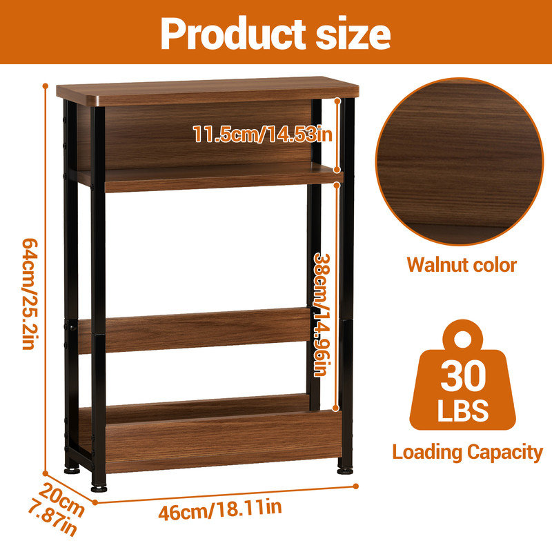18.11cm W Metal Bedside Table, Brown