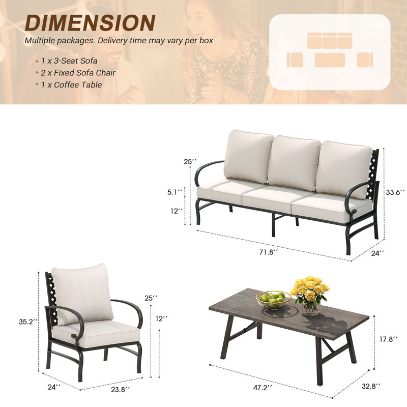 4 Piece Outdoor Conversation Furniture Set