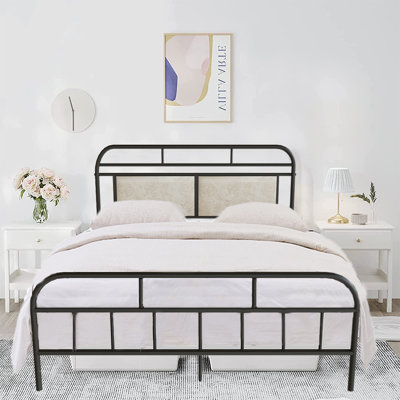 Upholstered Metal Slat Bed