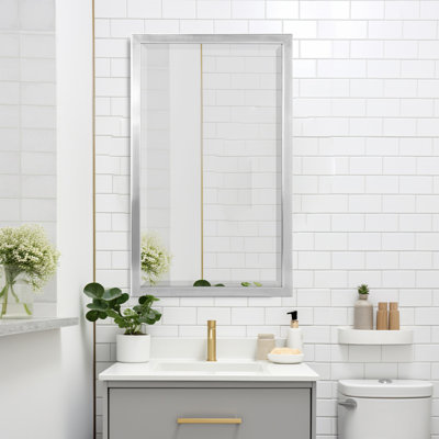 Brushed Nickel Recessed Medicine Cabinet with Beveled Mirror - 16" x 26"