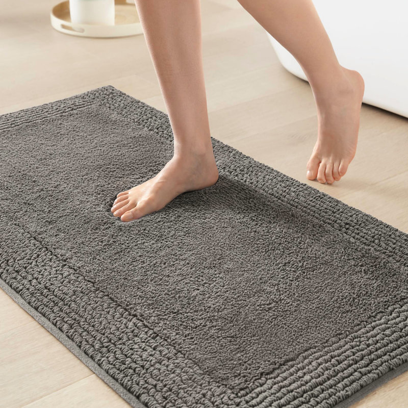 1 Pcs 17X24" Charcoal 100% Cotton 3000 Gsm Reversible Bath Rug - Long Term Durability, Easy Clean Bathroom Rug,